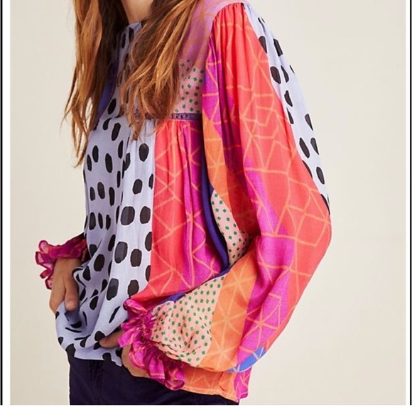 New! Bl^nK London for Anthropologie XS Miranda pesant blouse. - Picture 2 of 13